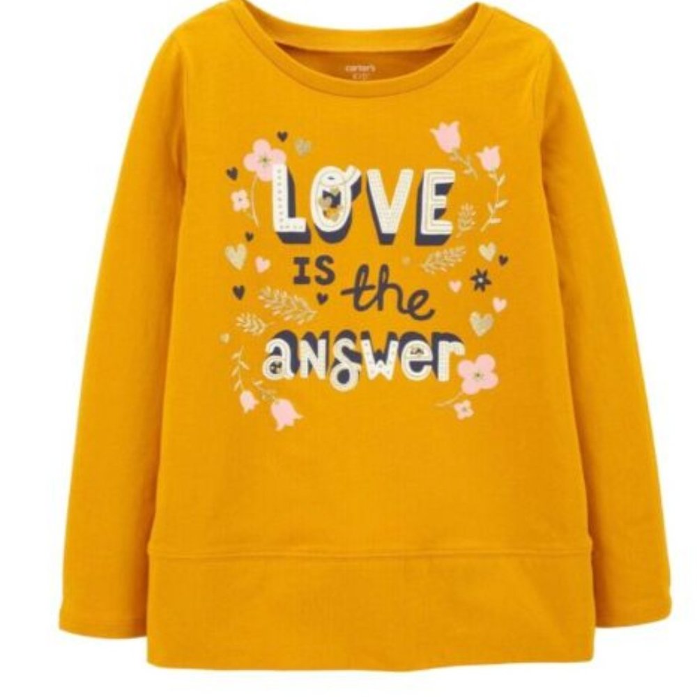 Carter's Girls Long Sleeve Top Size 4, Love is the Answer Flowers